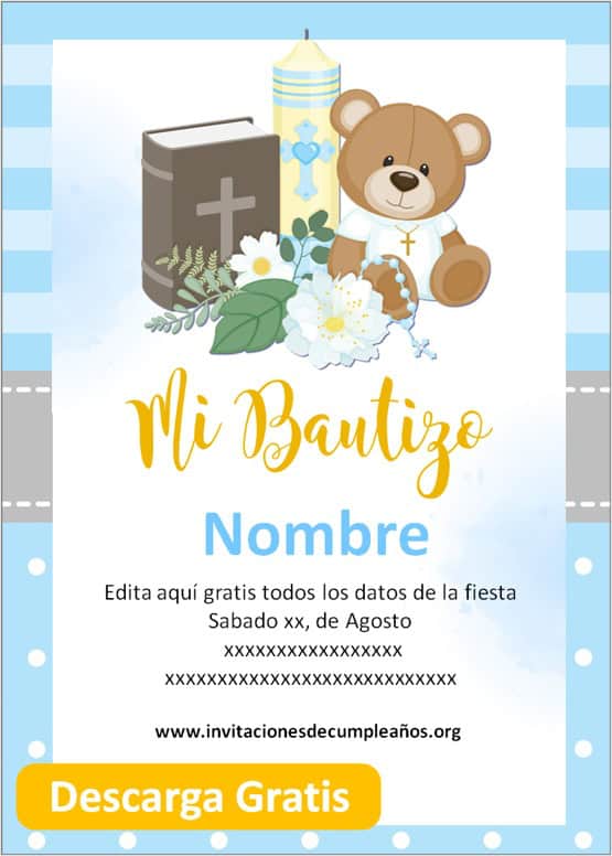 Invitaciones De Bautizo Niño cumpleaños